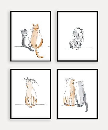 W.o.w.a - Brighten Up Your Home With Our Collection Of Cute Cat Charcoal Art Prints - The Perfect Way To Add A Pop Of Color And A Touch Of Cute To Any Room (8"X10", Unframed) #TOP15