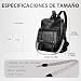 Imagen de Leathario Bolso Mochila Mujer Cuero Vegano para Trabajo Viaje Negro Brillo