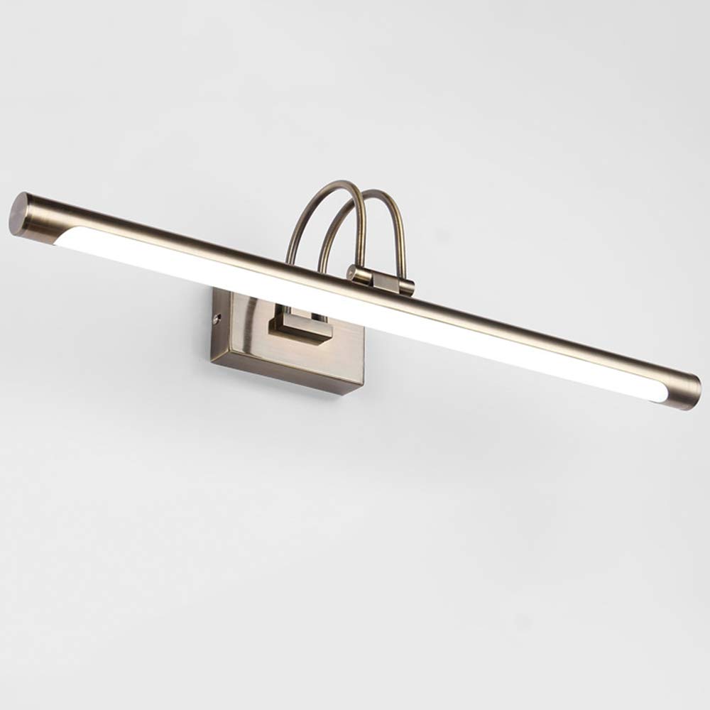 Messing Gebürstet Spiegelleuchte Retro LED Spiegellampe 180 ° Drehung Spiegel Frontlicht Wasserdicht Beschlagfrei Badezimmer Toilette Garderobe Schminktisch Licht Warmweiß L62CM 14W,Cool white l62cm