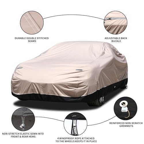 Image of Car Cover Waterproof All Weather for Coupe Sports Sedan, Outdoor Oxford Heavy Duty Car Cover with Lock, Rain Snow Sun Protection Full Exterior Car Covers Universal Fit for Coupe (173 inch-182 inch)