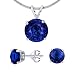 Produktbild SILVEGO Damen Schmuck-Set aus 925 Sterling Silber mit dunkelblauem Kristall Ohrstecker 6 mm Anhänger 10 mm