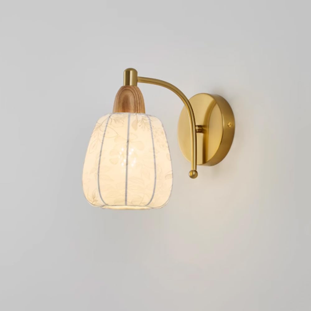 Lámpara de pared de madera nórdica moderna con pantalla de tela