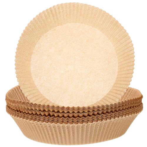 Abaodam 100個 エアフライヤー用丸型ノンスティックベーキングライナー 耐熱耐油パーチメント紙トレー内径対応 電子レンジ オーブン調理用