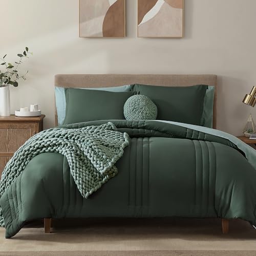 Monbix Queen Comforter Set - 7 Pieces Deep Forest Bed