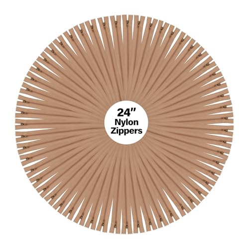 Image of Mandala Crafts 60 PCs Tan Closed-End 24 Inches Nylon Zippers for Sewing