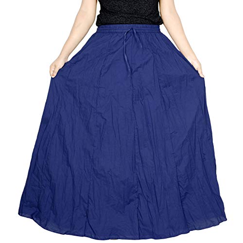 Image of Sttoffa Women Solid Color Maxi Plain Cotton Full Length White Skirt 40 inch Long Cotton Long Skirt