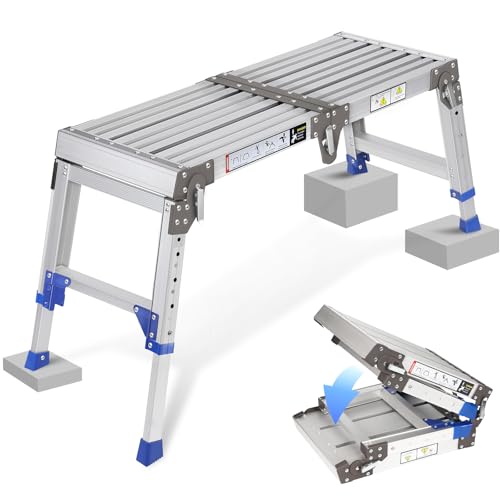 Plateforme de Travail pour Escalier pour Work & Access jusqu'à 362 kg, Aluminium Plateforme de Travail, échelle à Marches Réglable en Aluminium avec Verrous de Sécurité, Palier