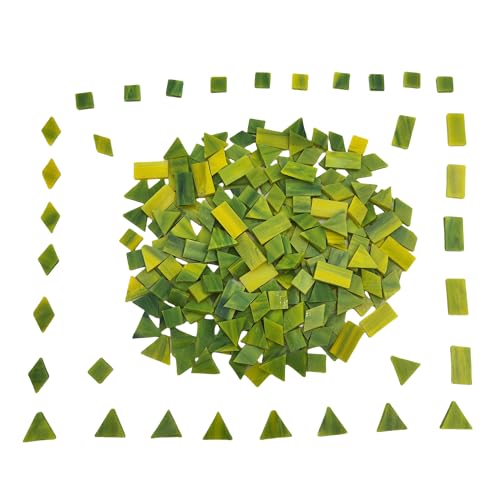Piastrelle per mosaico in vetro colorato, 4 forme, quadrate+diamante+triangolo+rettangolo, 220 pezzi per mosaico in vetro colorato, per artigianato artistico fatto a mano e decorazione della casa