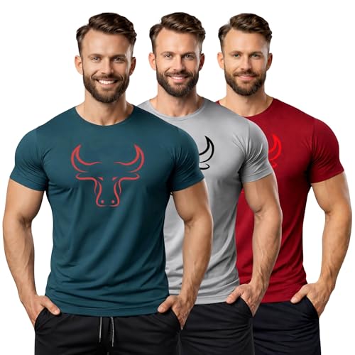 Image of 3Colours RGB Active Fit T-Shirt - Lightweight Polyester Sportswear-Bull