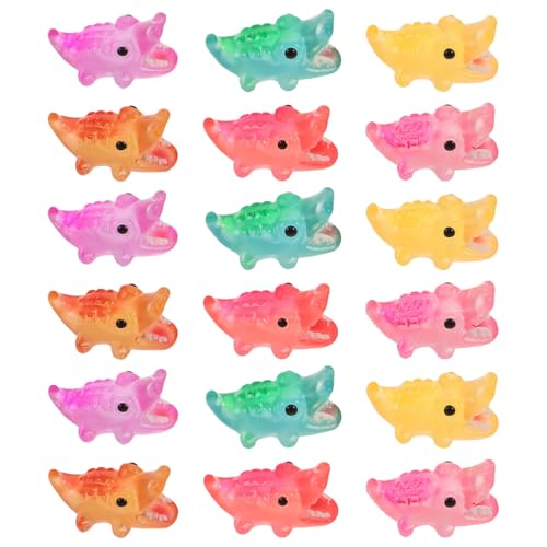 Yardenfun Figuras de Animales Miniatura de Resina Luminiscente, Juego de 18 Piezas Cocodrilos Caricatura, Decoración para Jardín, Macetas y Micropaisajes, Coleccionables y Color