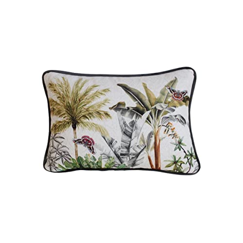 Castilla Textil | Cojín de jacquard con cordón | Con relleno incluido | Cojín de diseño para sofá | Estampado botánico elegante | Estancia acogerdora y actual | Distinción | Decorativo |COPAN 4 |30x45