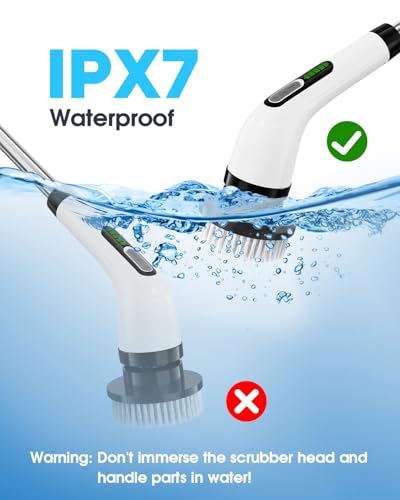 Highyes Electric Spin Scrubber for Cleaning Bathroom: Cordless Power Shower Scrubber - Electric Cleaning Brush for Tile Tub