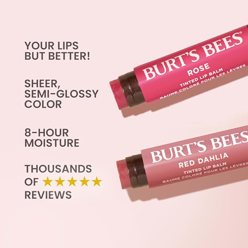Burt's Bees Tinted Lip Balm Duo Pack, Limited Edition Gift Set With Rose & Red Dahlia,100% Natural Origin, 2x4.25g - Image 2