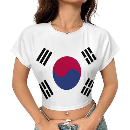 Bahamas Flag Summer Crop Tops for Women Basic Tight Short Sleeve for Teen Girls