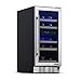 Newair 15" Wine Cooler Refrigerator | 29 Bottle Capacity | Fridge Built-in Or Free Standing | Dual Zone Wine Fridge With Removable Beech Wood Shelves In Stainless Steel NWC029SS01
