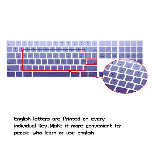 Hrh Ombre Dark Purple Silicone Keyboard Cover Keypad Skin For Magic Keyboard With Numeric Keypad A1843 Mq052Ll/A Released In 2017 (Us Layout) #TOP2