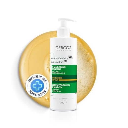 VICHY Anti-Schuppen-Shampoo, Für trockenes Haar, Juckreiz-mildernd und hydratisierend, Mit Salicylsäure, Seleniumdisulfid und Vitamin E, Dercos Anti-Schuppen, 390 ml