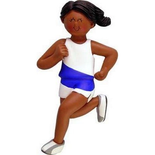Runner Female African-American Personalized Christmas Tree Ornament #TOP4