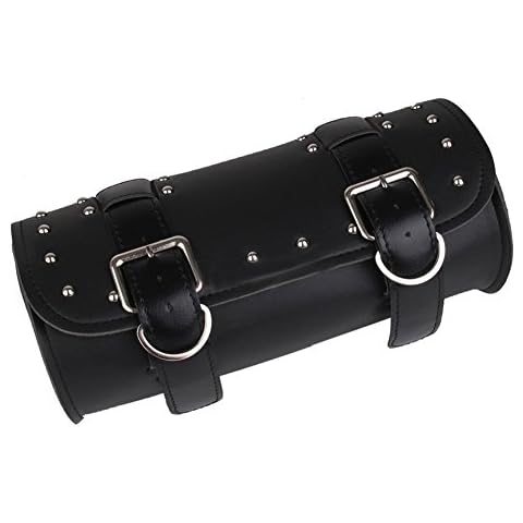 Motorcycle Saddle Bag PU Leather Barrel Luggage Tool Bag Travel Motorbike Roll Bags for for Motorcycle Scooter Front or Side Cover
