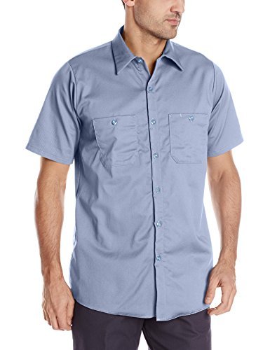 Red Kap Mens Short Sleeve Wrinkle-Resistant Cotton Work Shirt Light Blue Large/Tall #TOP27