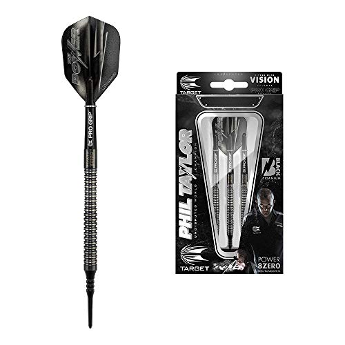 Target Darts Dardos de Punta Suave Phil Taylor Power 8Zero de Titanio, Negro