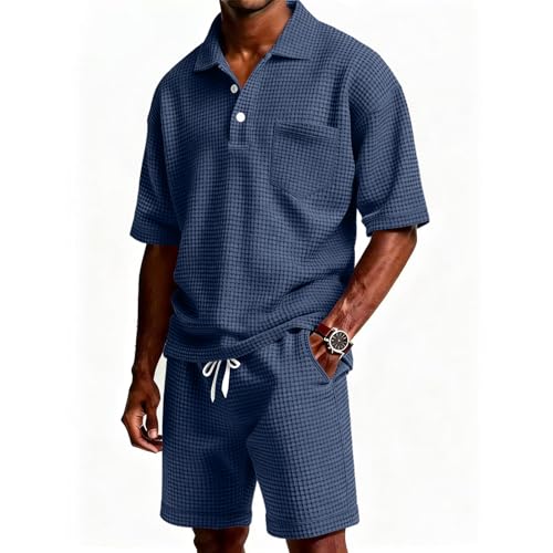 Survêtement d'été homme avec polo respirant et pantalon de jogging confortable
