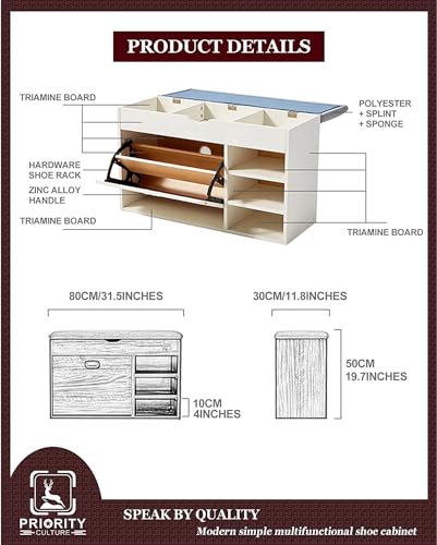 Meuble à chaussures basculant marron avec coussin pour gagner de la place - 8