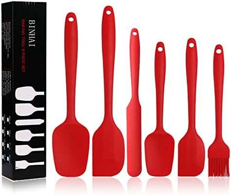 BINHAI Silicone Spatula Set - Marble Pattern 6 Piece Non - Stick Rubber Spatula with Stainless Steel Core - Heat-Resistant Spatula Kitchen Utensils Set for Cooking, Baking and Mixing