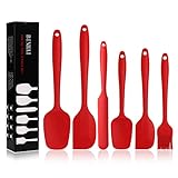 BINHAI Juego de espátulas de silicona de – Rojo 6 piezas de espátula de goma...