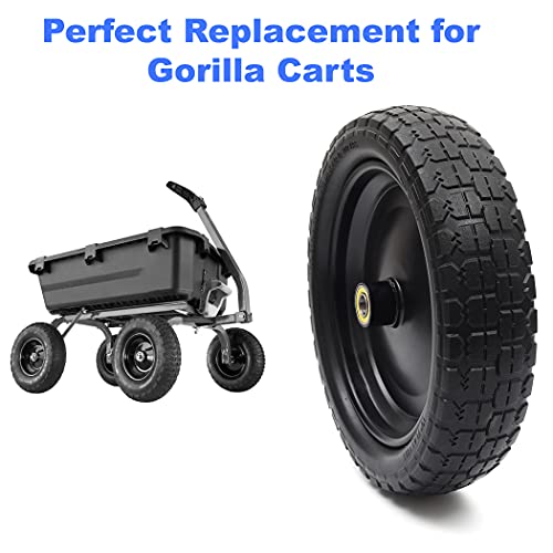 (2-Pack) 13‘’ Tire For Gorilla Cart - Solid Polyurethane Flat-Free Tire And Wheel Assemblies - 3.15” Wide Tires With 5/8 Inch Axle Borehole And 2.1” Hub #TOP1