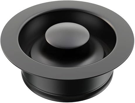 Sink Flange for Garbage Disposal Stopper Universal Stainless Steel Flange Plug Fit 3-1/2 Inch Standard Sink Drain Openings Garbage Disposal Flange Stopper Kit Replacement Accessories Matte Black