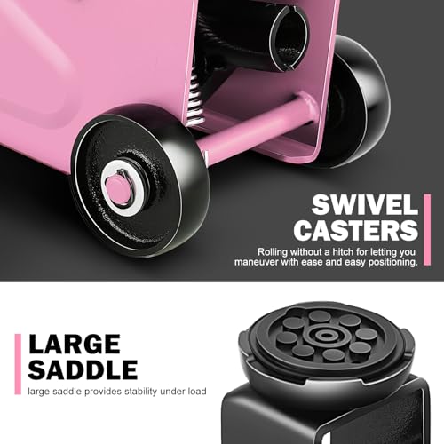 Image of DNA Motoring Low Profile Hydraulic Trolley Service /Floor Jack, 1.5 Ton (3000 lbs) Capacity, Lifting Range 5.5 inch-15.35 inch, Pink, TOOLS-00675-PK