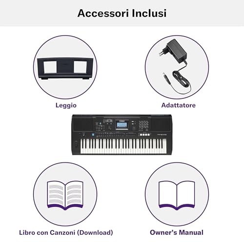 Yamaha Digital Keyboard PSR-E473 - Tastiera Digitale Versatile - Design Portatile con 61 Tasti a Tocco Sensibile e Vari Stili di Accompagnamento - Nero - 7