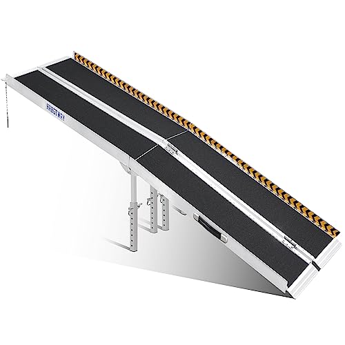 HABUTWAY 8ft Wheelchair Ramp, Portable Wheelchair Ramp with Support Legs, Double Non-skid Ramp Hold Up to 800Lbs, Threshold Ramp for Home,Stairs, Curbs,Steps,Doorway