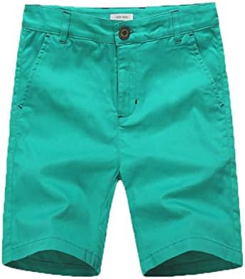 KID1234 Boys Shorts - Flat Front Shorts with Adjustable Waist,Chino Shorts for Boys 5-14 Years,6 Colors to Choose Green