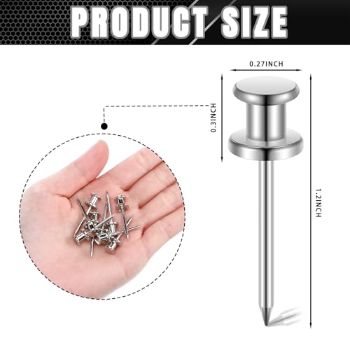 Image of Watersay 50 Pcs Double Headed Picture Hanging Nails Long Push Pins for Wall Thumb Tacks Wall Hooks Decorative Picture Hanging Nails for Home Office Photo(Silver,Gongzi)