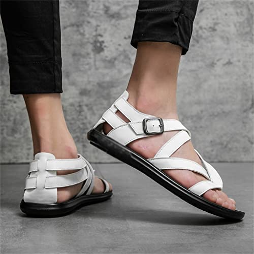 Men’s Beach Leather Slippers Non-Slip Mule Gladiator Sandals Men Shoes Man Casual Flip Flops(39)3