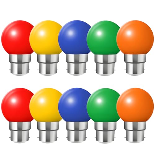 HUAMu Ampoules LED Couleur B22 Baïonnette 2W, Équivalent 20W, G45 Ampoule Guirlande Extérieure,...