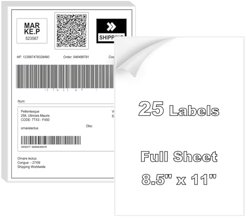 Amazon.com: Printable Glossy White Shipping Labels – 8.5" x 5.5" – Waterproof Vinyl Sticker ...