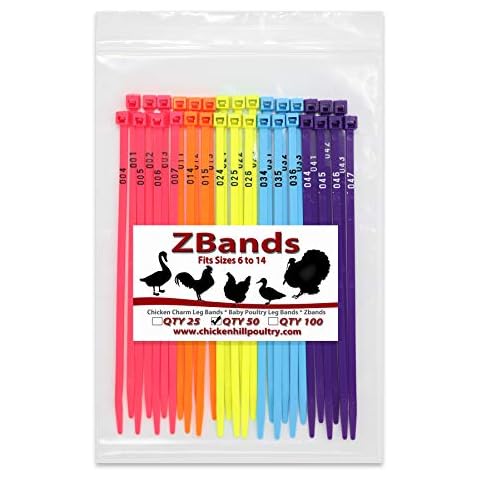 50 ZBand Numbered Poultry Leg Bands Fluorescent ~ Fits Sizes 6 to 14 Cover