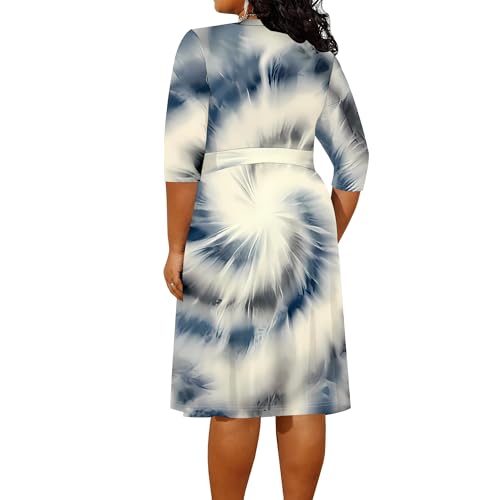 Image of PinkPatty Women's Plus Size Maxi Dress Print 3 /4 Sleeves V Neck Party Sundress Wedding Guest Dresses