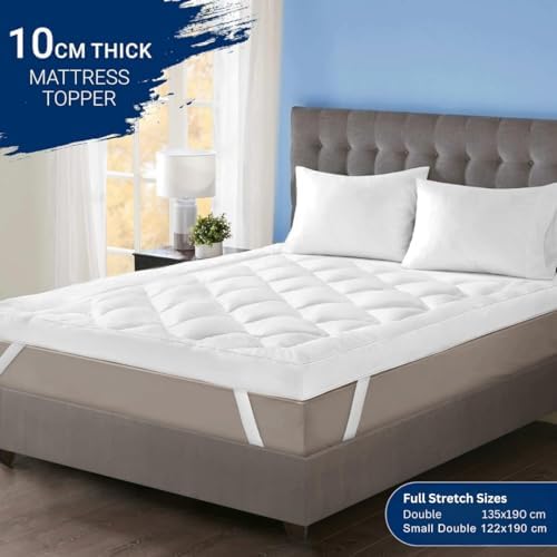 Mattress Topper Combo Pack (Double + Small Double) - 4 Inch Thick Soft & Fluffy Quilted Hypoallergenic Mattress Toppers with Elastic Straps