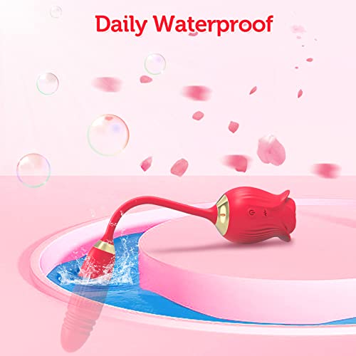Vibrador Silicone vibradoris feminino, Vibrador Flor Rosa Ponta Dupla Função Sugador e Aquecimento v