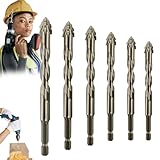 Four Blade Serrated Eccentric Drill Bits Eccentric Drill Bit Set Precision Ground for Metal/Wood/Plastic - Efficient Chip Removal & Heat Resistance, Long-Lasting Drill Bits Kit(4/5/6/8/10/12mm)