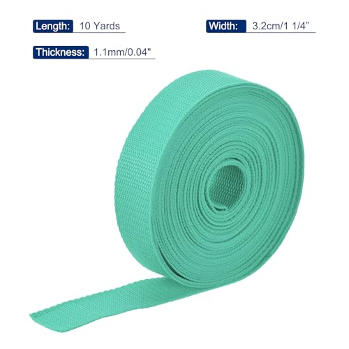 Image of MECCANIXITY Lightweight Polypropylene Webbing Strap 1 1 /4 inch 10 Yard Backpack Strapping Band Turquoise Green for Outdoor Luggage Cargo Straps