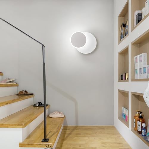 Image of Modern LED White Wall Sconces Set of Two Acrylic Wall Lights Lighting Fixture 6000K White Light 8W Dimmable Wall Lamp Round Sconces Wall Lighting for Indoor Bedroom Bedside Hallway
