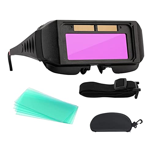 Jemcgrl Gafas de Soldadura con Oscurecimiento Automático y Diadema Elástica, Negro