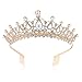 BABEYOND Vintage Crystal Queen Crown Prom Pageant Quinceanera Crown Tiara Rhinestone Wedding Princess Tiara Headband with Comb Pin (A-Gold)
