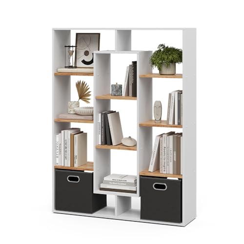 Meuble de rangement cube bicolore blanc or avec casiers modulables