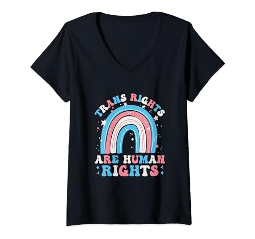 Retro Trans Rights Are Human Rights Conming Out Day V-Neck T-Shirt